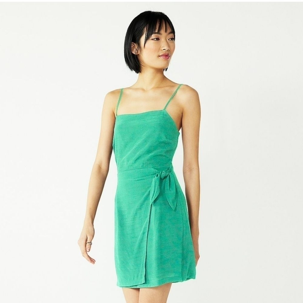 Nine West Women's Side-Tie Faux Wrap Mini Dress Green - Size XXL